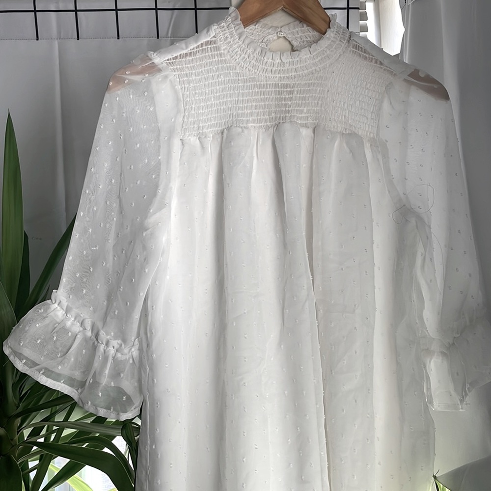 Size M, sheer polkadot, baby doll dress, never used